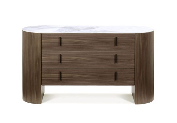 Modrest Chelton - Contemporary White Ceramic & Walnut Dresser