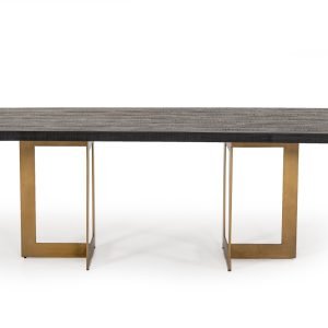 Modrest Cheryl Modern Black Acacia & Antique Brass Dining Table