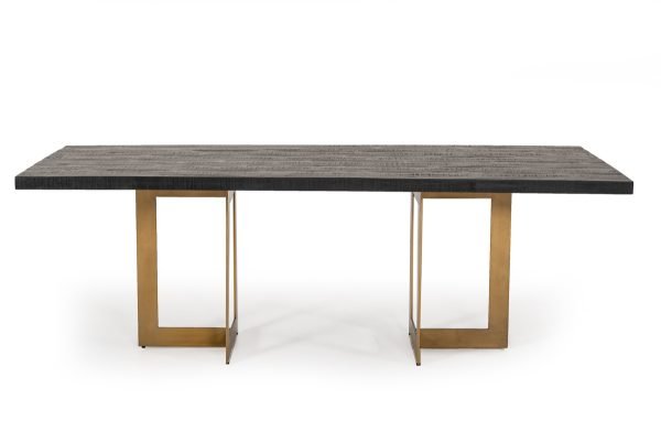 Modrest Cheryl Modern Black Acacia & Antique Brass Dining Table