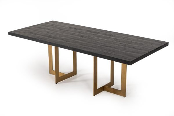 Modrest Cheryl Modern Black Acacia & Antique Brass Dining Table - Image 3