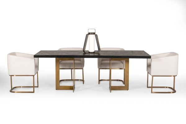 Modrest Cheryl Modern Black Acacia & Antique Brass Dining Table - Image 2