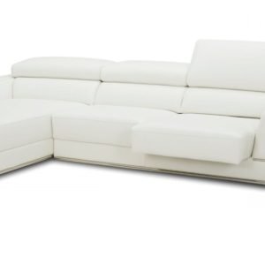 Divani Casa Chrysanthemum Mini - Modern White Leather Left Facing Sectional Sofa
