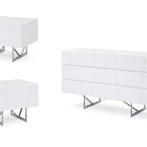 Modrest Chrysler White Dresser and Two Nightstands
