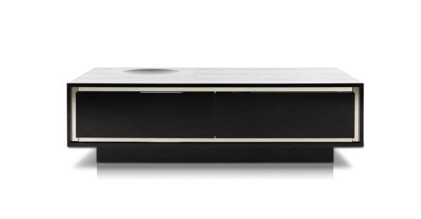 A&X Grand Modern Black Crocodile Lacquer Coffee Table with 2 Drawers - Image 3