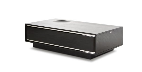 A&X Grand Modern Black Crocodile Lacquer Coffee Table with 2 Drawers - Image 4