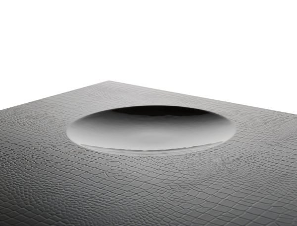 A&X Grand Modern Black Crocodile Lacquer Coffee Table with 2 Drawers - Image 5