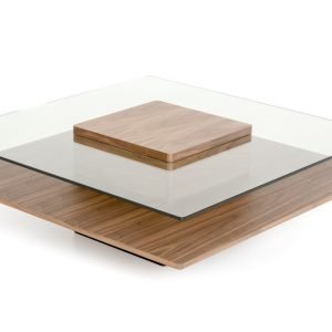 Modrest Clarion Mid-Century Walnut and Glass Coffee Table