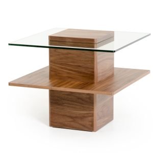 Modrest Clarion Mid-Century Walnut and Glass End Table