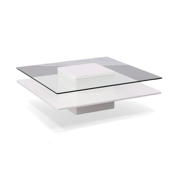 Modrest Clarion - Modern White & Clear Glass Coffee Table - Image 3