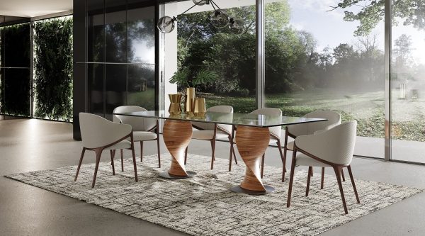 Modrest Cleveland - Contemporary Glass and Walnut Dining Table - Image 2