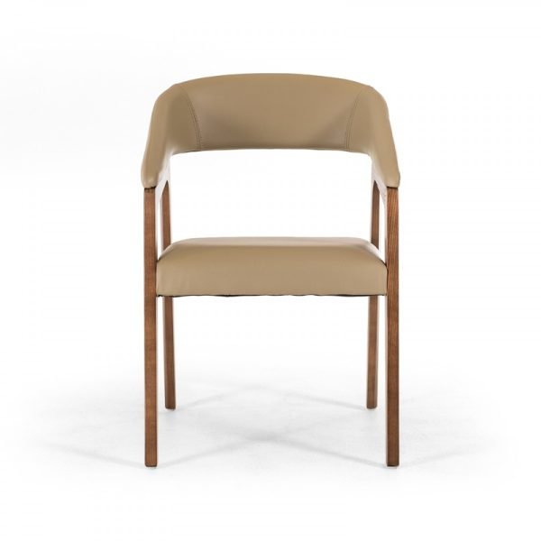 Modrest Clive Mid-Century Taupe & Walnut Dining Chair - Image 2