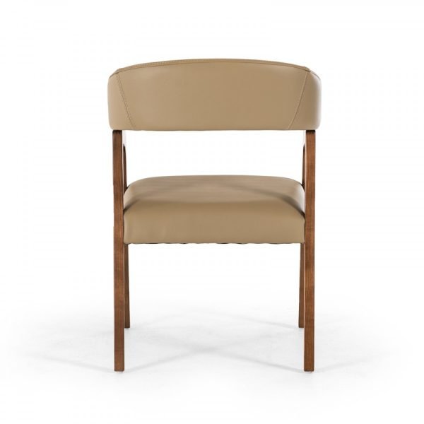 Modrest Clive Mid-Century Taupe & Walnut Dining Chair - Image 4