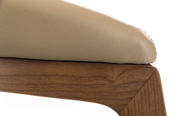 Modrest Clive Mid-Century Taupe & Walnut Dining Chair - Image 5