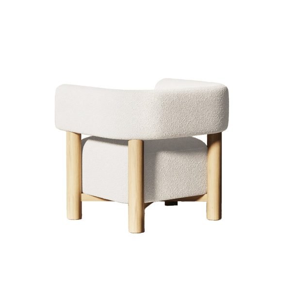 Modrest Fang - Modern White Fabric & Wood Accent Chair - Image 4