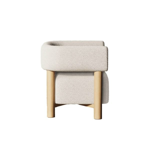 Modrest Fang - Modern White Fabric & Wood Accent Chair - Image 3