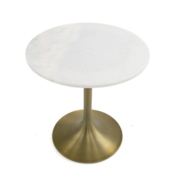 Modrest Collins - Glam White Marble & Gold End Table - Image 2