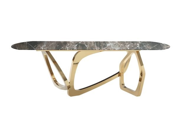 Modrest Colton - Modern Brown & Gold Dining Table - Image 5