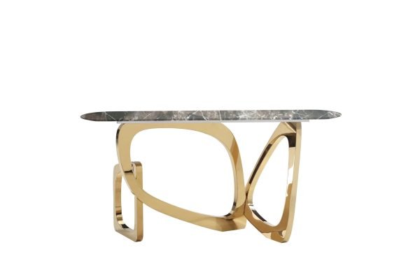 Modrest Colton - Glam Brown & Gold Console Table - Image 3