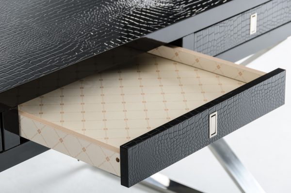A&X Congress Transitional Black Crocodile Desk - Image 2