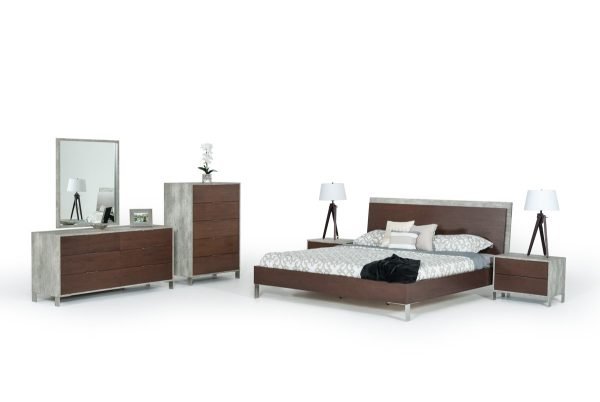 Nova Domus Conner Modern Dark Walnut & Faux Concrete Nightstand - Image 3