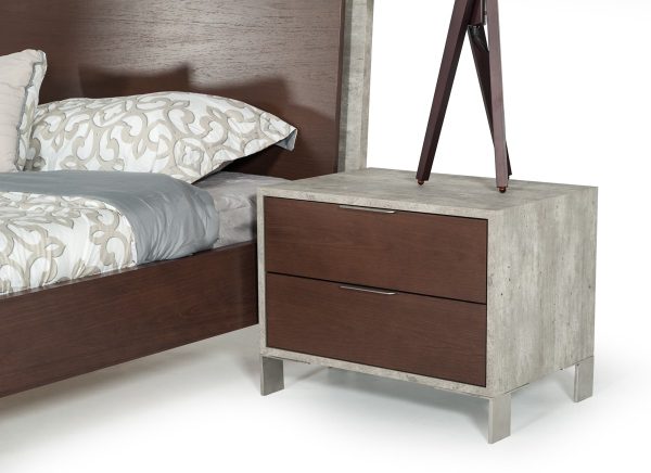 Nova Domus Conner Modern Dark Walnut & Faux Concrete Nightstand - Image 2