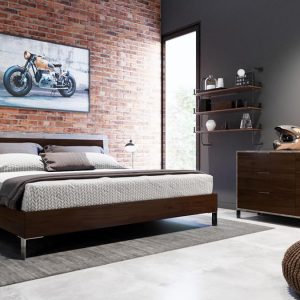 Nova Domus Conner Modern Dark Walnut & Faux Concrete Bedroom Set