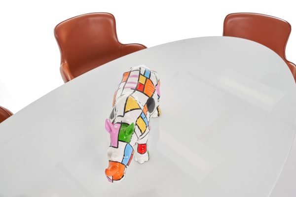Modrest Corbett - Modern High Gloss White w/ Frosted Glass Dining Table - Image 3