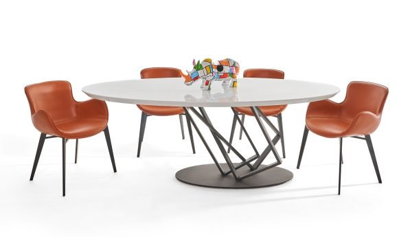 Modrest Corbett - Modern High Gloss White w/ Frosted Glass Dining Table - Image 2