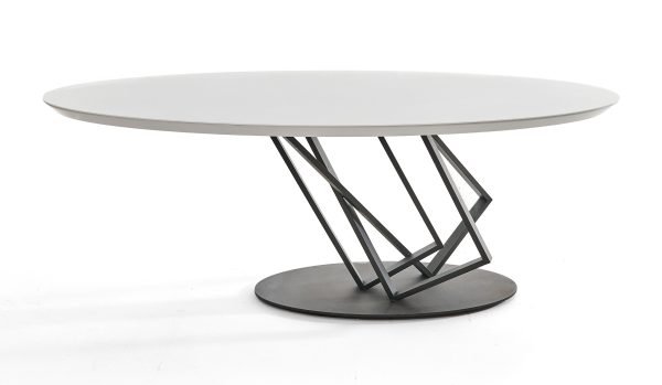 Modrest Corbett - Modern High Gloss White w/ Frosted Glass Dining Table