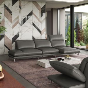 Coronelli Collezioni Milano - Italian Modern Leather Grey Reversible Sectional Sofa