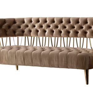 Divani Casa Courtney - Beige & Gold Fabric Loveseat
