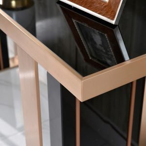 Nova Domus Cartier Modern Black & Rosegold Console Table