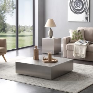 Modrest Anvil Modern Brushed Stainless Steel Coffee Table