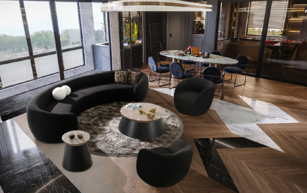 Modrest - Kilmer Modern Black Curved Fabric Sectional Sofa - Image 2