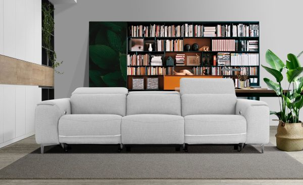 Divani Casa Cyprus - Contemporary Grey Fabric Sofa w/ Electric Recliners - Image 4