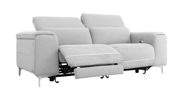 Divani Casa Cyprus - Contemporary Grey Fabric Loveseat w/ Electric Recliners - Image 2