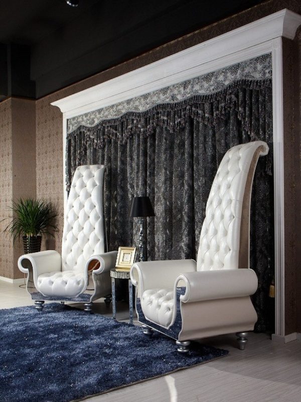 Divani Casa Luxe Neo-Classical Pearl White Italian Leather Leisure Chair - Image 2