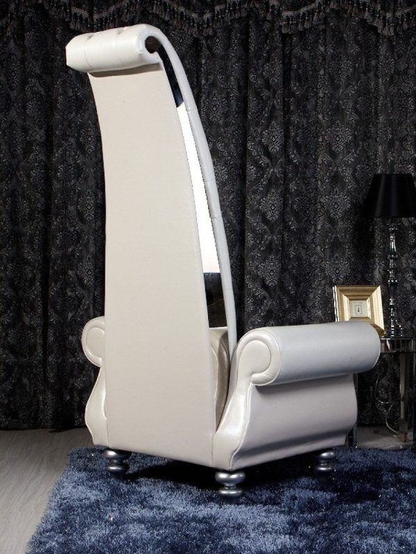 Divani Casa Luxe Neo-Classical Pearl White Italian Leather Leisure Chair - Image 5