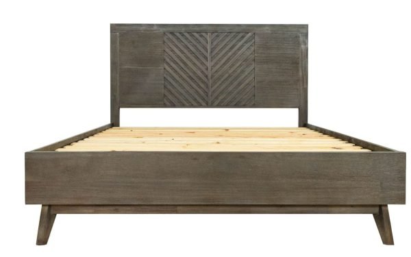 Eastern King Modrest Daisy Mid-Century Dark Acacia Bed - Image 2