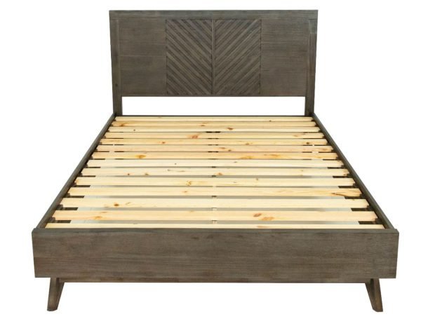 Eastern King Modrest Daisy Mid-Century Dark Acacia Bed - Image 3