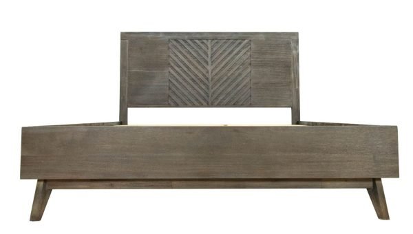 Eastern King Modrest Daisy Mid-Century Dark Acacia Bed - Image 4