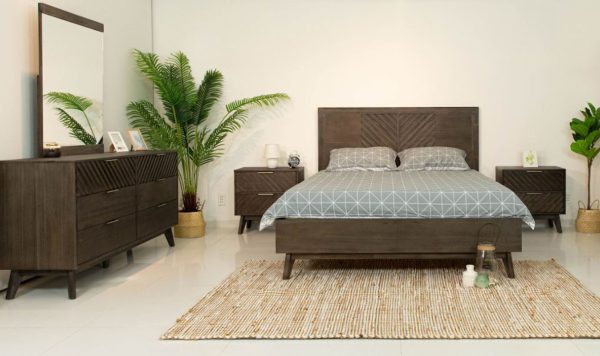 Modrest Daisy - Mid-Century Dark Acacia Bedroom Set
