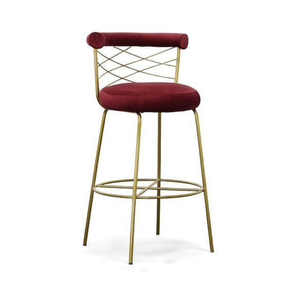 Modrest Dakin - Modern Glam Red & Gold Barstool - Image 2