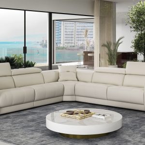 Coronelli Collezioni Dalton - Modern Italian Cream Leather Sectional + Recliners