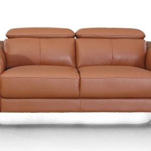 Divani Casa Danis - Modern Cognac Leather Brown Loveseat