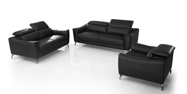 Divani Casa Danis - Modern Black Leather Sofa Set - Image 2