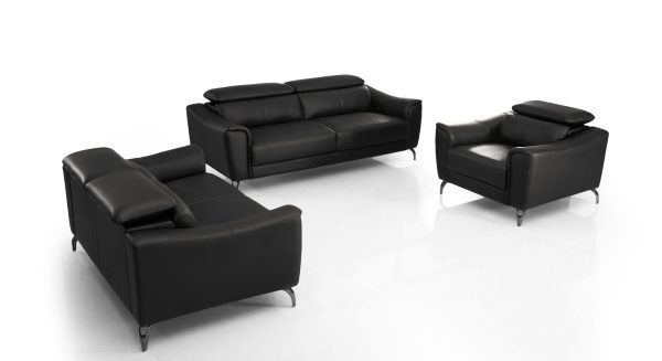 Divani Casa Danis - Modern Black Leather Sofa Set - Image 3