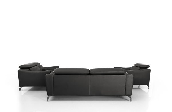 Divani Casa Danis - Modern Black Leather Sofa Set - Image 4