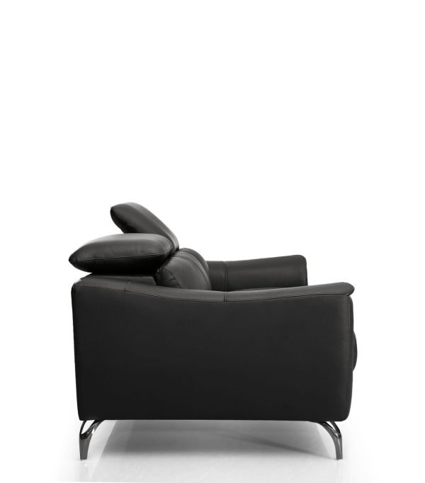 Divani Casa Danis - Modern Black Leather Sofa - Image 2