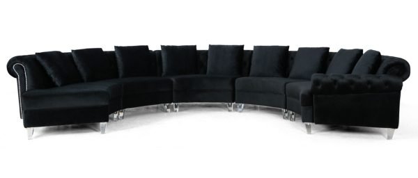 Divani Casa Darla - Modern Black Velvet Circular Sectional Sofa - Image 2